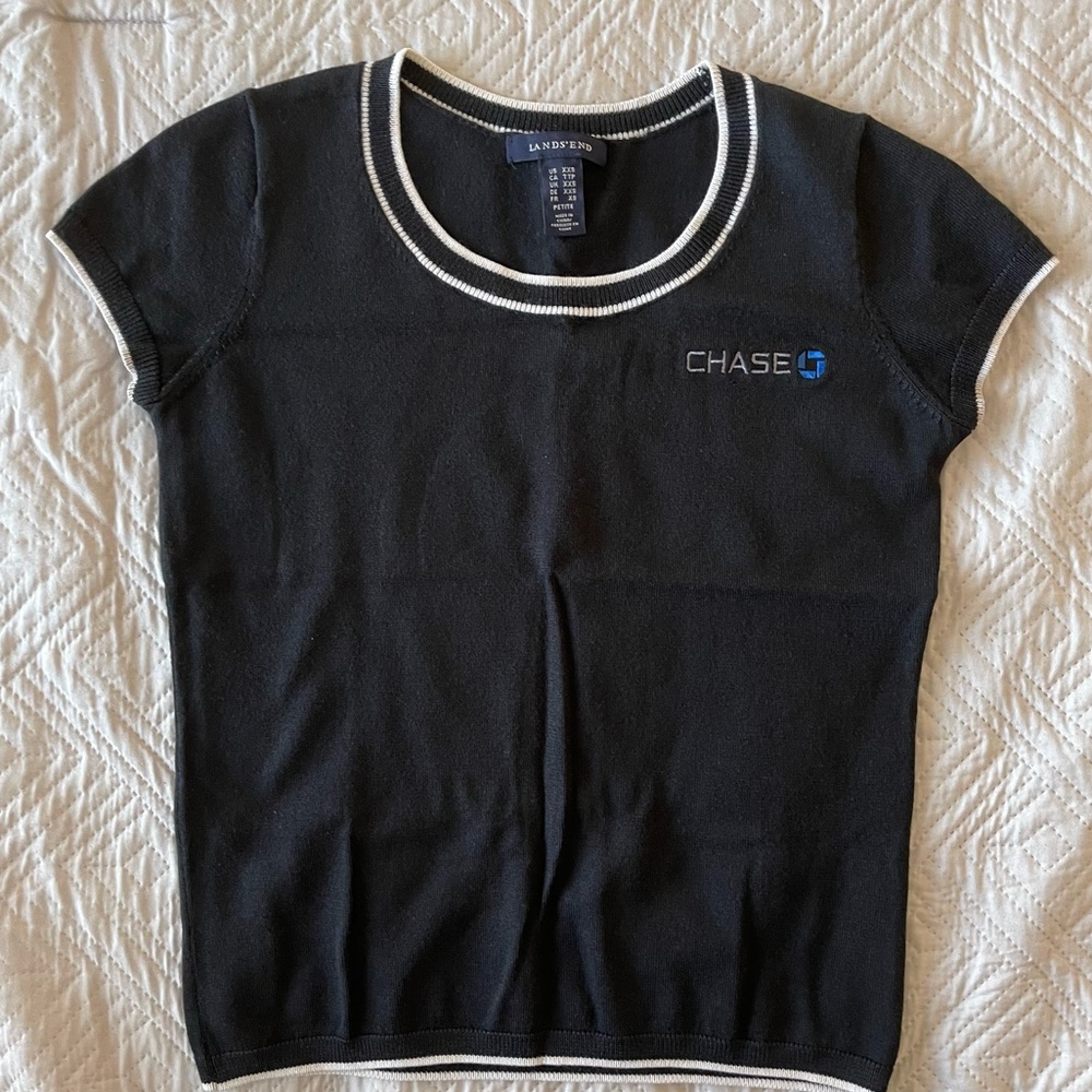 Lands End Chase Bank black sweater. Size XXS